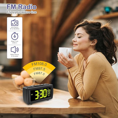 OQIMAX Digital Alarm Clock Radio, 7 Color Fonts, Dual Alarms, FM Radio - Image 3