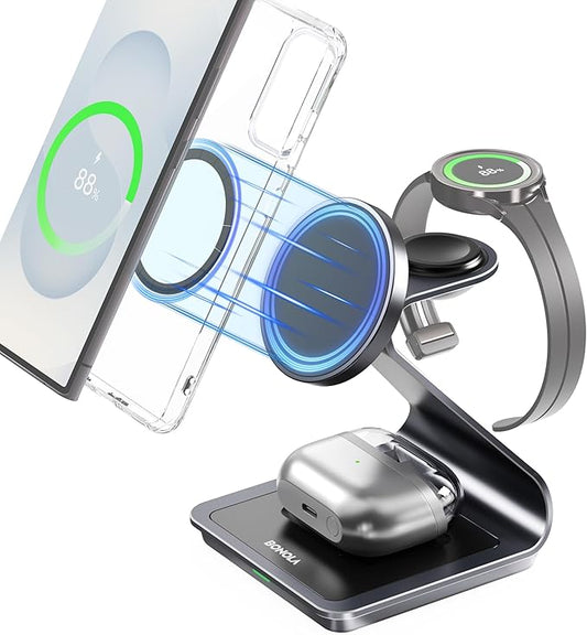 Bonola Wireless Charger for Samsung: Magnetic 3 in 1 Wireless Charging Station by Bonola