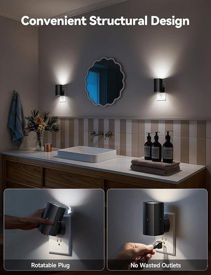 Brightown 2 Pack Black Night Lights Plug into Wall, Modern Night Light - Image 4