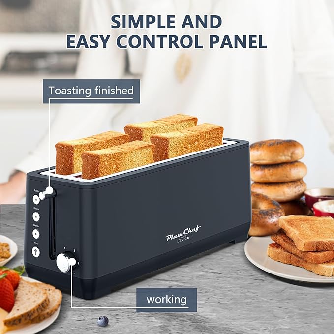 4-Slice Toaster, Extra Wide Long Slot Toaster, 6 Browning Settings, - Image 5