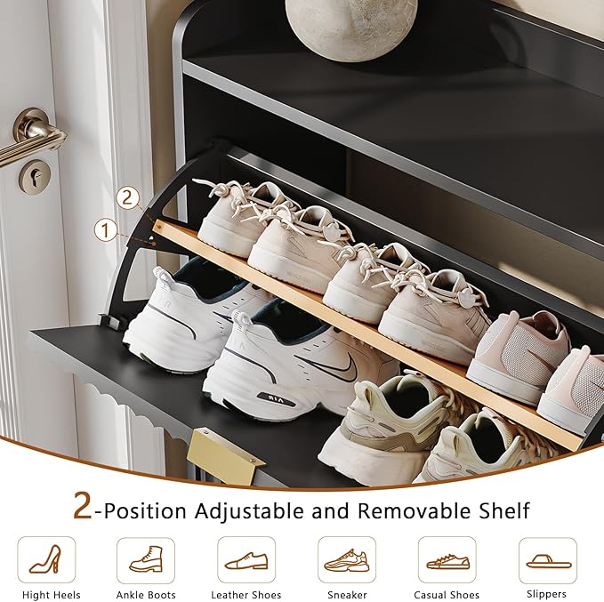 CHUWELL Fluted Shoe Cabinet Storage - Image 4
