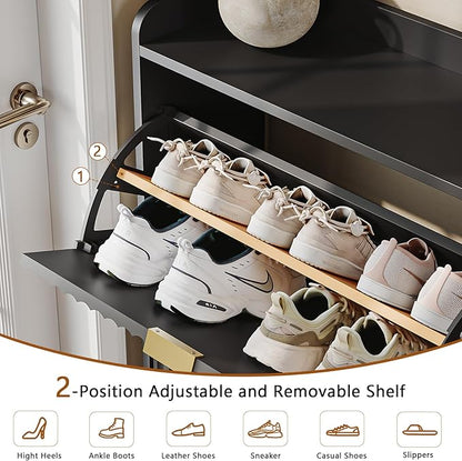 CHUWELL Fluted Shoe Cabinet Storage - Image 4