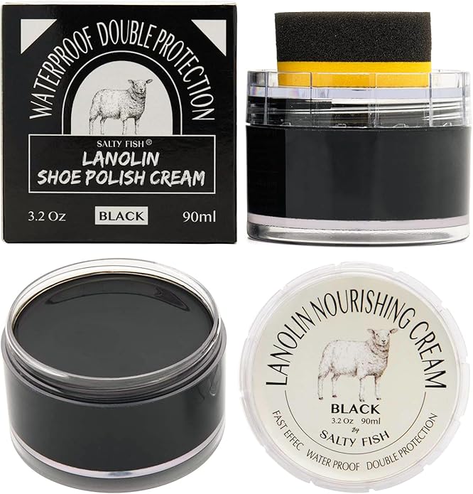 SALTY FISH Shoe Polish Cream 3.2Oz, Lanolin Shoe Polish Kit by SALTYFISH