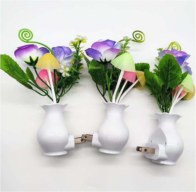 AUSAYE 3Pack Sensor Night Lights Plug into Wall Rose Flower Light, Led Lamp - Image 9