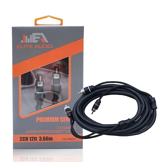 Elite Audio Premium Series 12ft. 2-Channel Car Audio RCA Cable – Double Shielded by EliteAudio