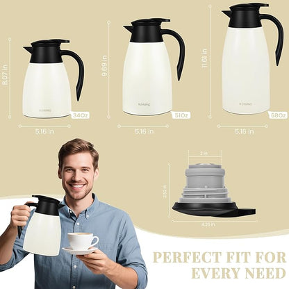 34 Oz Thermal Coffee Carafe, Stainless Steel Insulated Vacuum coffee crafts to - Image 4