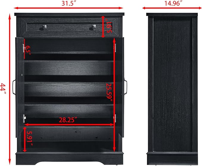 SOOWERY Shoe Cabinet with Drawer, Farmhouse Shoe Storage Cabinet with Doors - Image 2