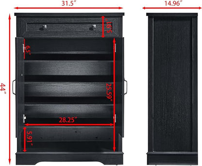 SOOWERY Shoe Cabinet with Drawer, Farmhouse Shoe Storage Cabinet with Doors - Image 2