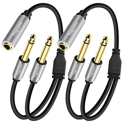 Togconn 2-Pack 1/4 inch TS Mono Splitter Y Adapter, 6.35mm Mono Female to Dual by Togconn