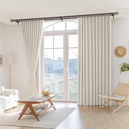 KAMANINA Double Curtain Rods for Windows 72 to 144 Inches Bronze | Heavy Duty 7/8 In, Adjustable, Long Dual Drapery Rod for Living Room, Bedroom, Easy Install, Decorative Twisted Cage Finials