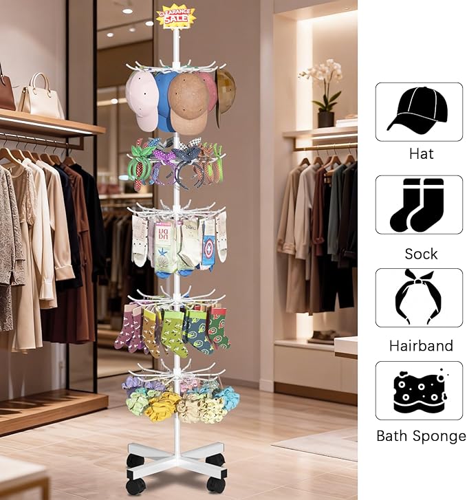 Exttlliy Retail Display Stand Store Display Rack 6 Tier Metal Spinning Display - Image 6
