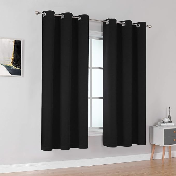 DUALIFE Blackout Curtains for Bedroom 63 Inch Length Solid Thermal Insulated - Image 2