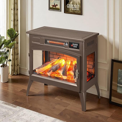 24″ Freestanding Electric Fireplace Stove - Image 9
