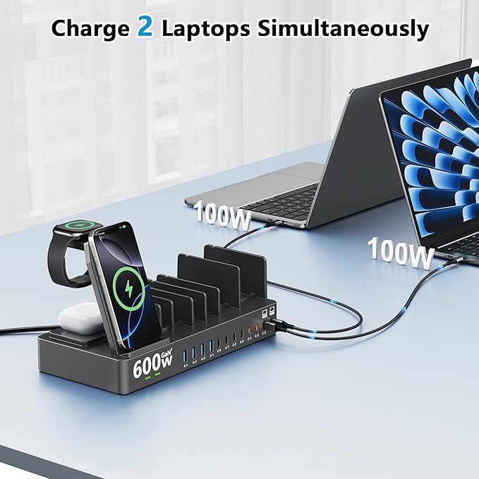 600w Charging Station for Multiple Devices, 15 in 1 Wireless Charging Station - Image 2