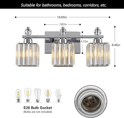 FDPBY Bathroom Vanity Lights 3-Light Modern Crystal Vanity Light Chrome - Image 5