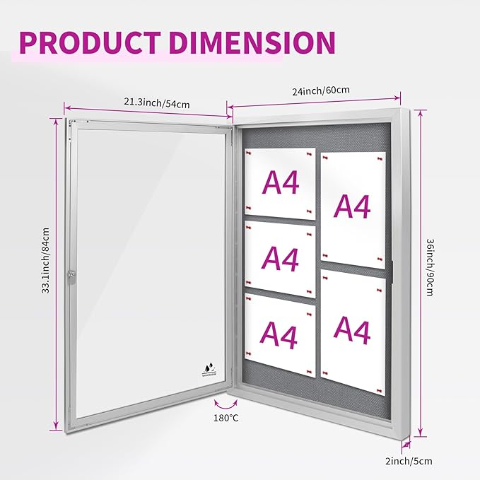 Outdoor Weatherproof Enclosed Fabric Bulletin Board, Noticeboard Case - Image 4