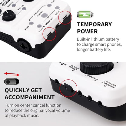 JOYO Audio Mixer USB Audio Interface Stereo XLR+48V Phantom Power Mixer - Image 5