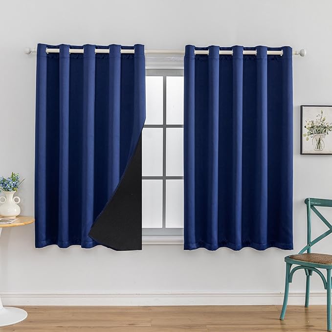 Anytime 100% Blackout Curtain 2 Panels Set, Thermal Insulated Window Drapes by Anytime