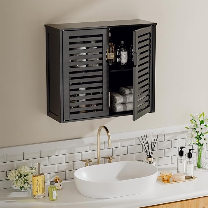 HITNET Black Bathroom Storage Cabinet, Hanging Medicine Cabinet - Image 4