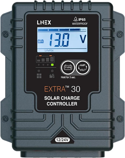 Solar Charge Controller Waterproof, 30A Solar Panel Regulator by LNEX