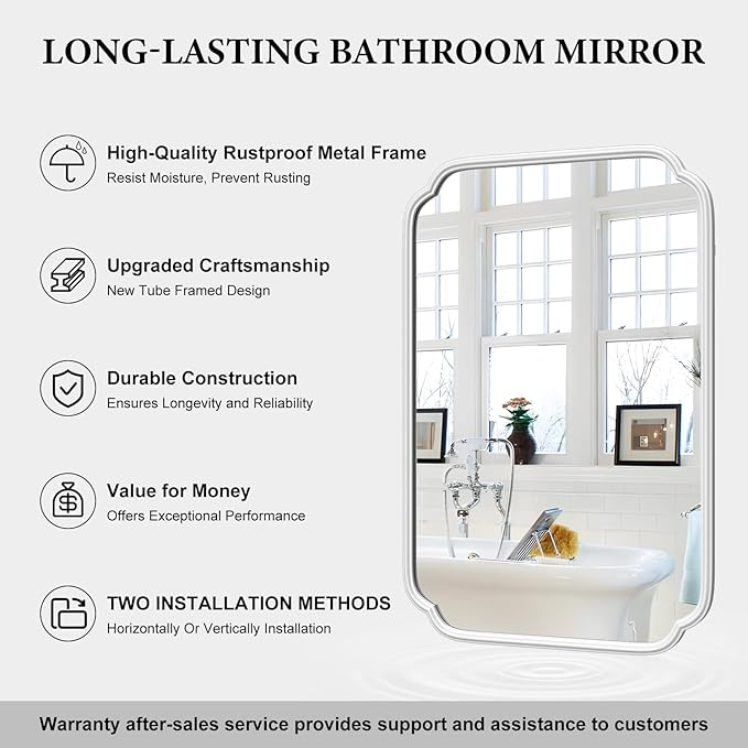 White Bathroom Mirror for Over Sink 24×36 Inch - Image 7