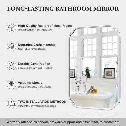 White Bathroom Mirror for Over Sink 24×36 Inch - Image 7