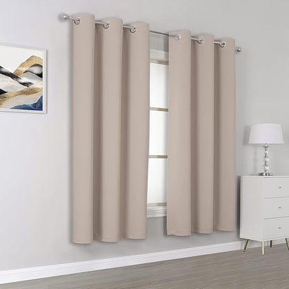 DUALIFE 54 Inch Taupe Blackout Curtains - Image 2