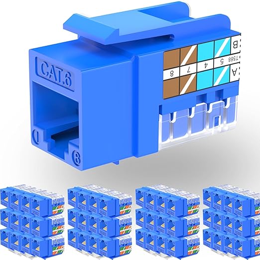 Rapink RJ45 Keystone Jack Cat6 10G Support, Cat6 Keystone Jacks UTP 50 Pack by Rapink