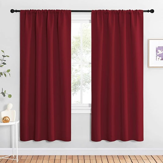 NICETOWN Christmas Burgundy Red Blackout Curtains 72 inches Long, Privacy Room by NICETOWN