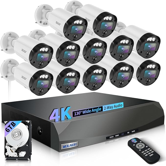 【130° Ultra Wide-Angle & 2-Way Audio】 Outdoor Wired Security Camera System by WEILAILIFE