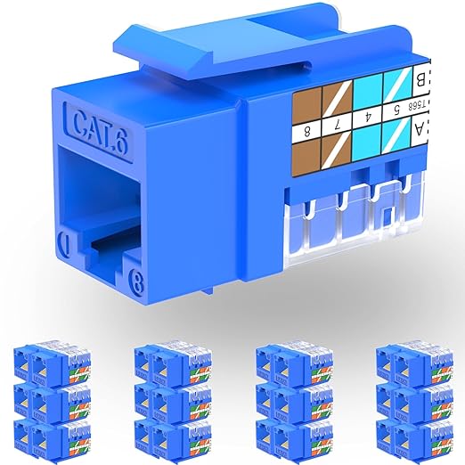 Rapink RJ45 Keystone Jack Cat6 10G Support, Keystone Jacks UTP 25 Pack by Rapink