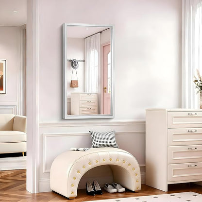 20x36 Silver Bathroom Mirror, Brushed Silver Rectangular Mirror - Image 6