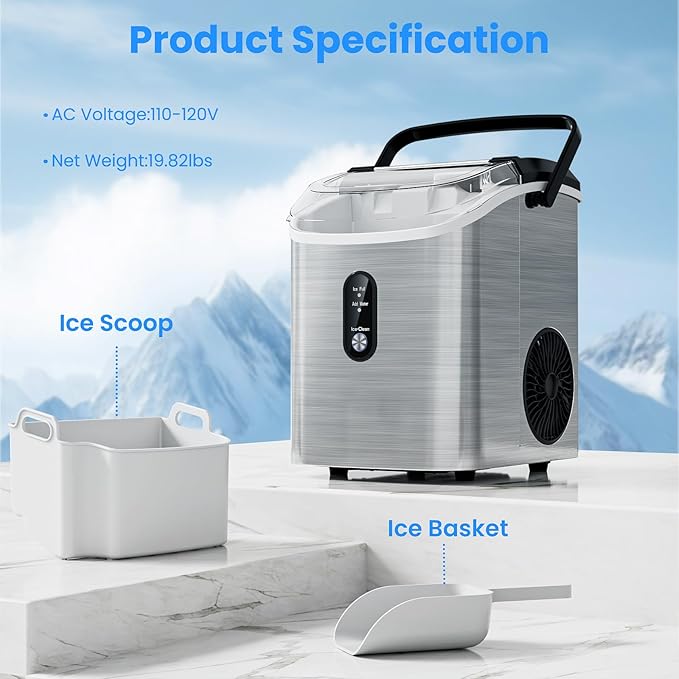 Antarctic Star Nugget Ice Makers Countertop, Portable Ice Maker Machine - Image 5