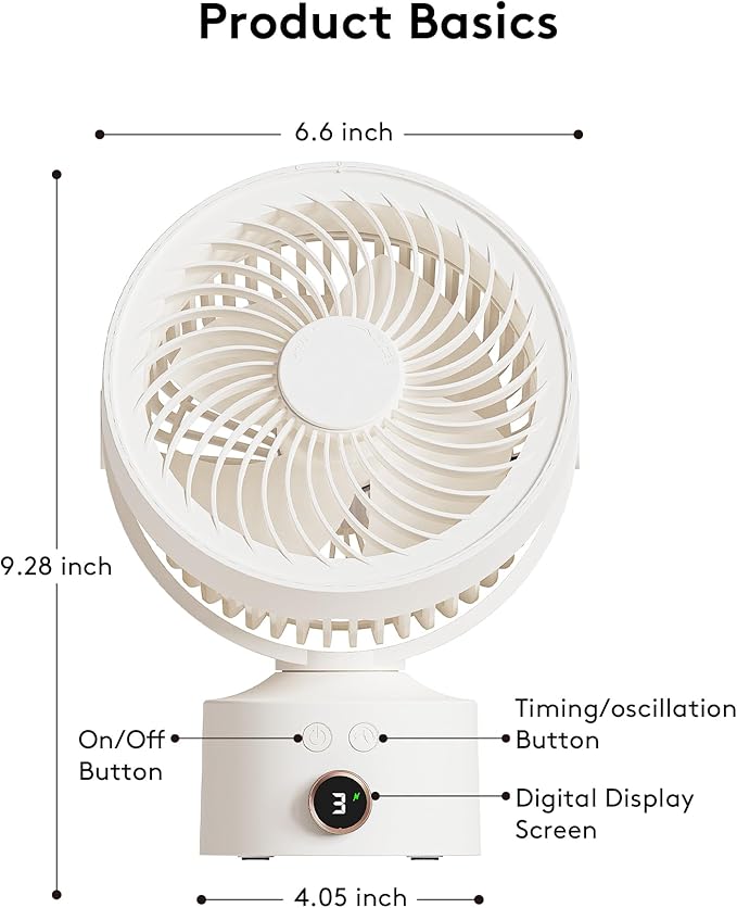 CARONSORT Small Desk Oscillating Fan, Table Air Circulator Fans - Image 8