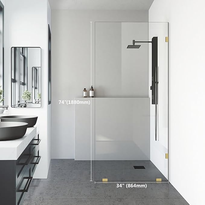 Bathroom Shower Glass Door, 5/16" Thick Clear Tempered Glass Door - Image 2