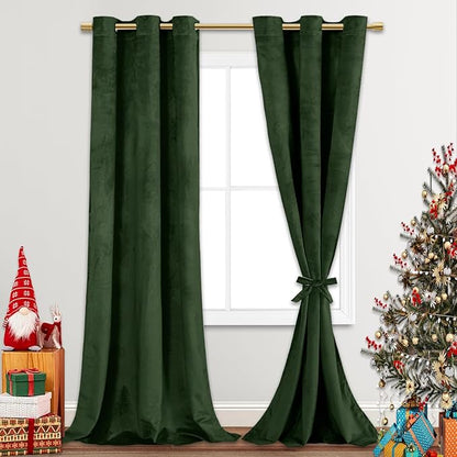 JIUZHEN Oliver Green Velvet Curtains 84 inches by JIUZHEN