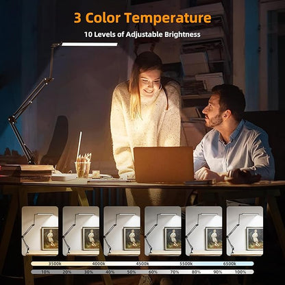 NOEVSBIG LED Desk Lamp with Clamp, 2-in-1 Clamp on Desk Lamps with Base - Image 4
