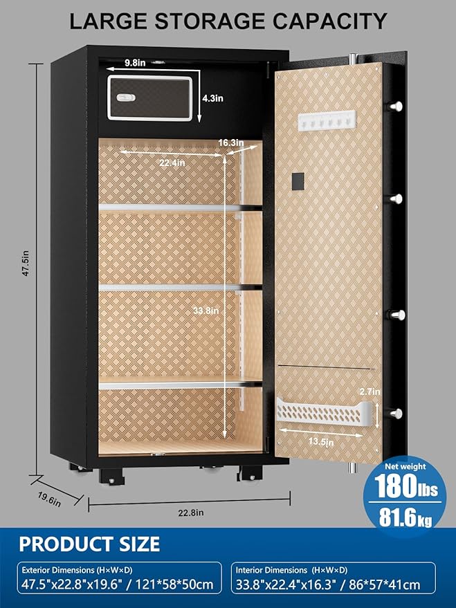 TIGERKING 11.5 Cu Ft Large Heavy Duty Home Security Safe – Digital Touchscreen - Image 2