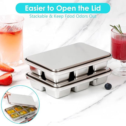 Ice Cube Tray with Lid, 2 Pack 12 Big Cubes, Stainless Steel Ice Cube Trays - Image 9