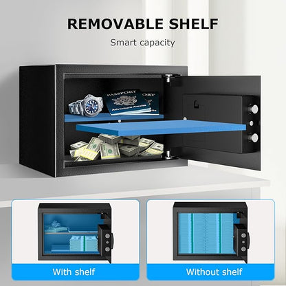 Bonsaii Safe Box with Fireproof Bag, Home Safe with Removable Shelf - Image 4