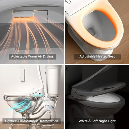 R&T V303 Auto-Open Smart Bidet Toilet Seat, Elongated Electric Bidets - Image 4