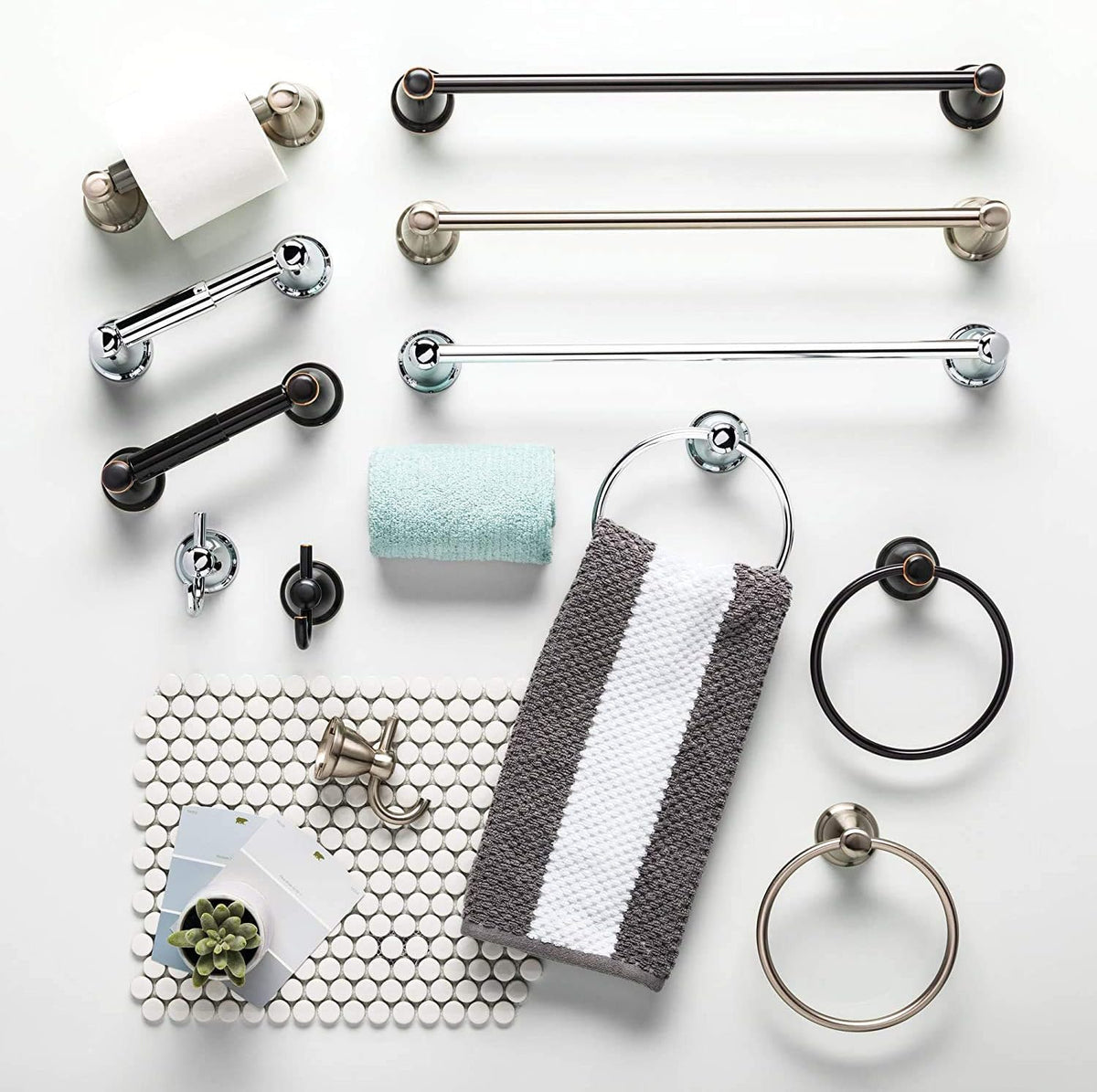 Franklin Brass 3-Piece Oil Rubbed Bronze Bathroom Set Towel Rack, Ring, Toile...