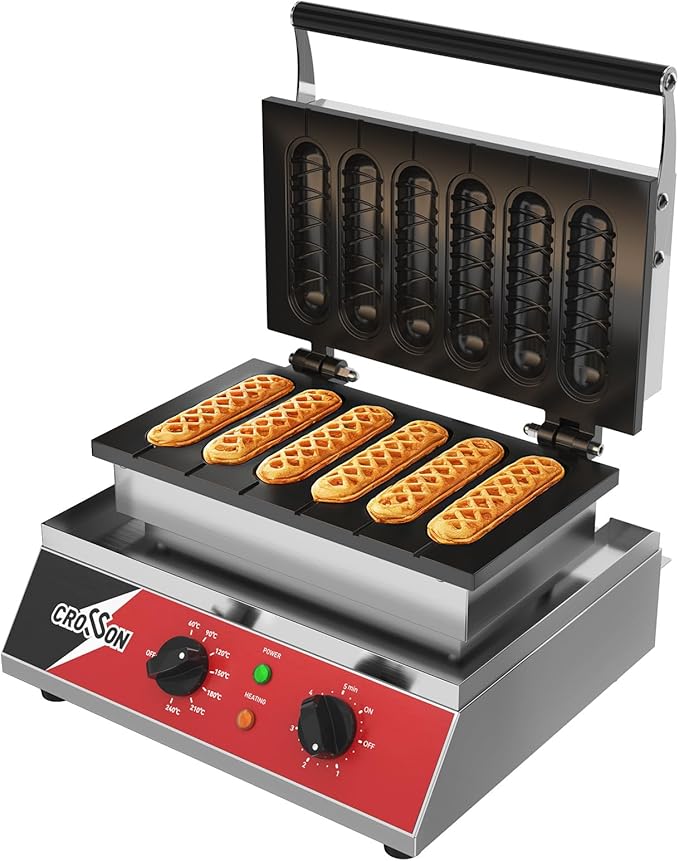 CROSSON Commercial 6PCS Waffle Stick Maker, Non-Stick Triple-Layer Coating Corn by CROSSON-CateringEquipment