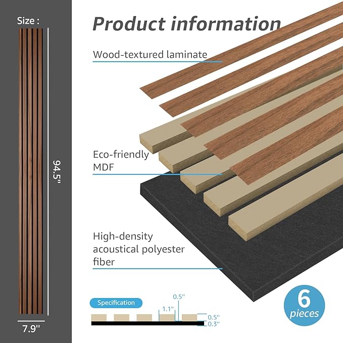 Art3d 6-Piece Wood Slat Acoustic Panels - Image 4