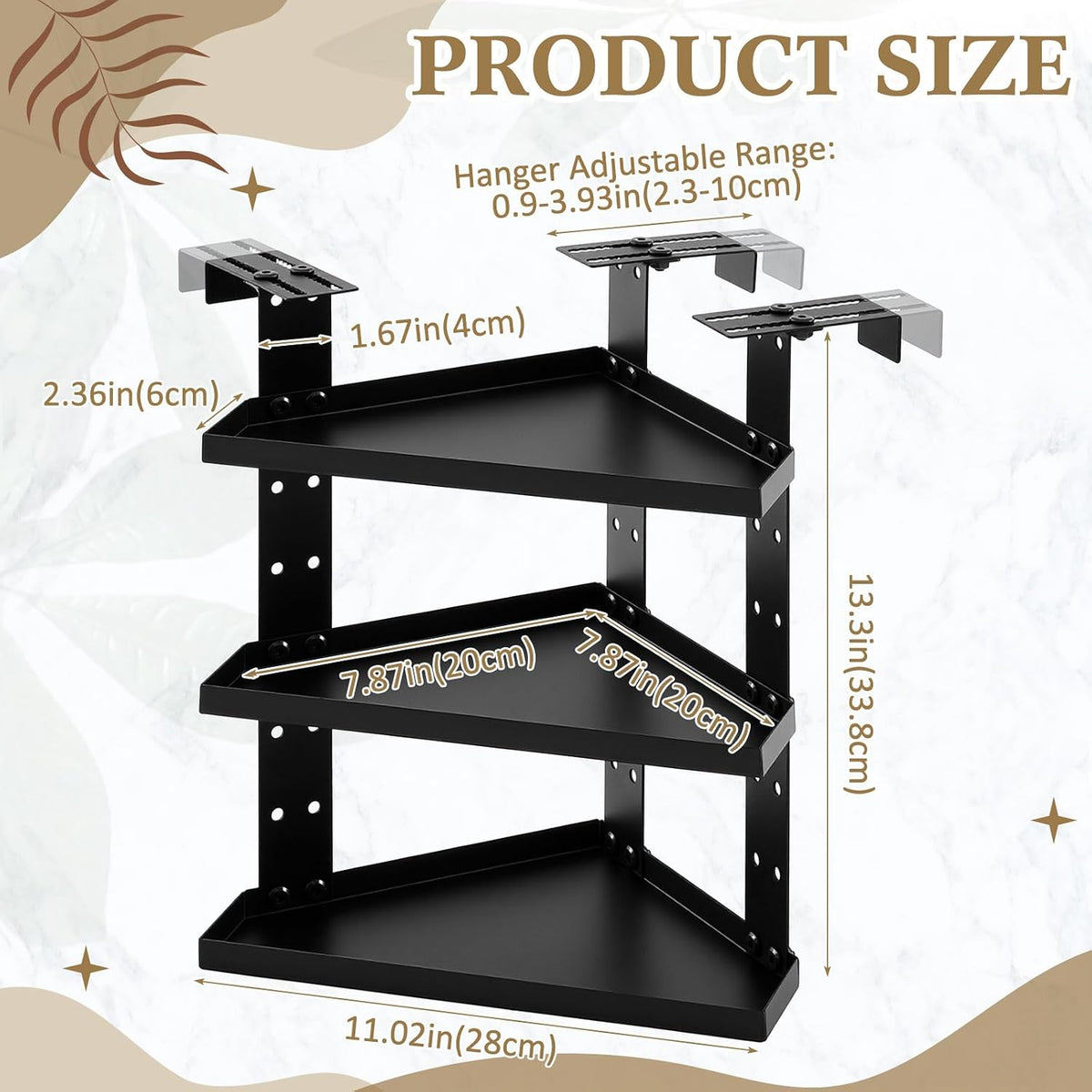 3 tier triangle large cubicle corner shelf with shown in use