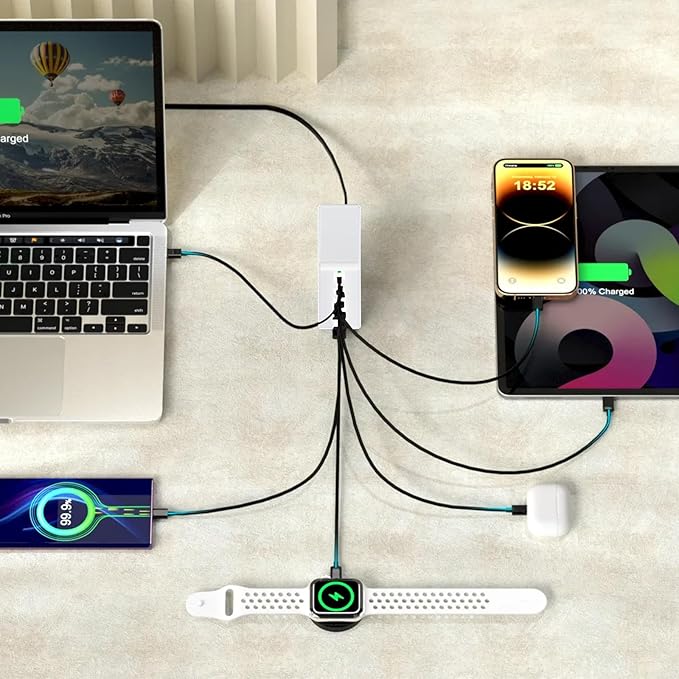 USB C Charger Block 200W 7 Port GaN Fast Charging Block Station, iPhone 17/16/15 - Image 6