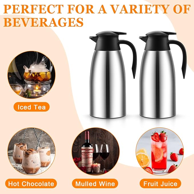 Norme 2 Pcs Thermal Coffee Carafe Insulated Stainless Steel Coffee Carafe - Image 4