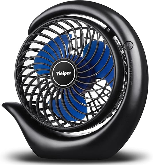 Viniper Portable Rechargeable Fan, Small Desk Fan : 3 Speeds & 8-24 Hours by ViniperUSA