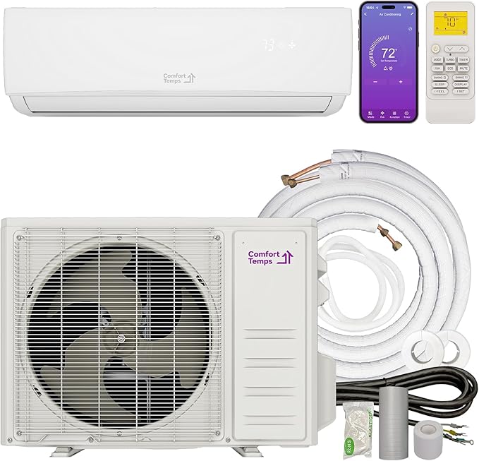 Energy-Saving 12000 BTU Minisplit Systems 110V – 20.5 SEER, Pre-Charged by ComfortTemps