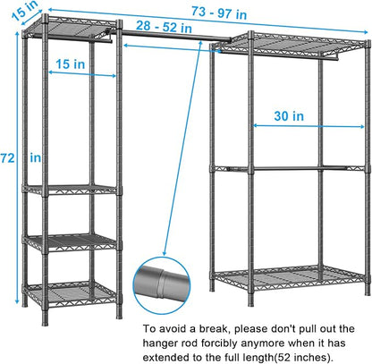 Ulif E10 Clothes Rack（With Stretchable Hanger Rod）Freestanding Clothing Racks - Image 2